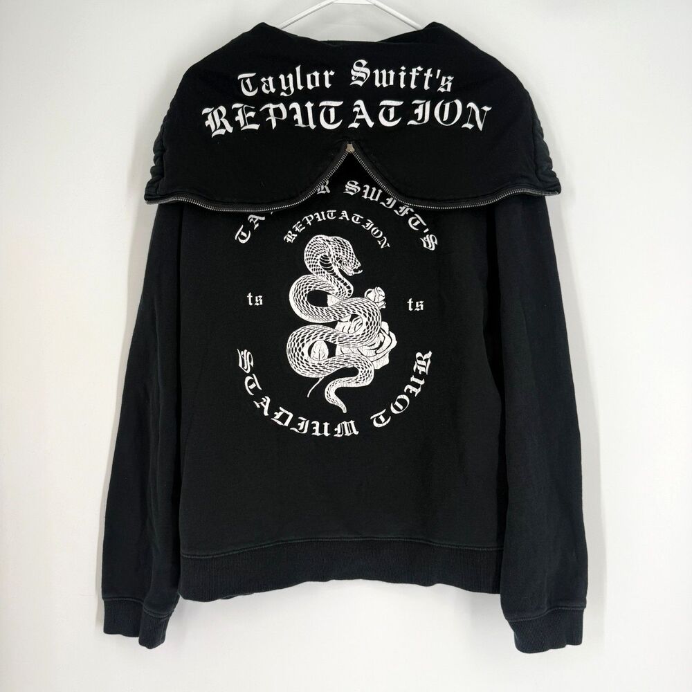 Taylor Swift Reputation Era Black Snake Hoodie Zipper Hood Stadium Tour Size S